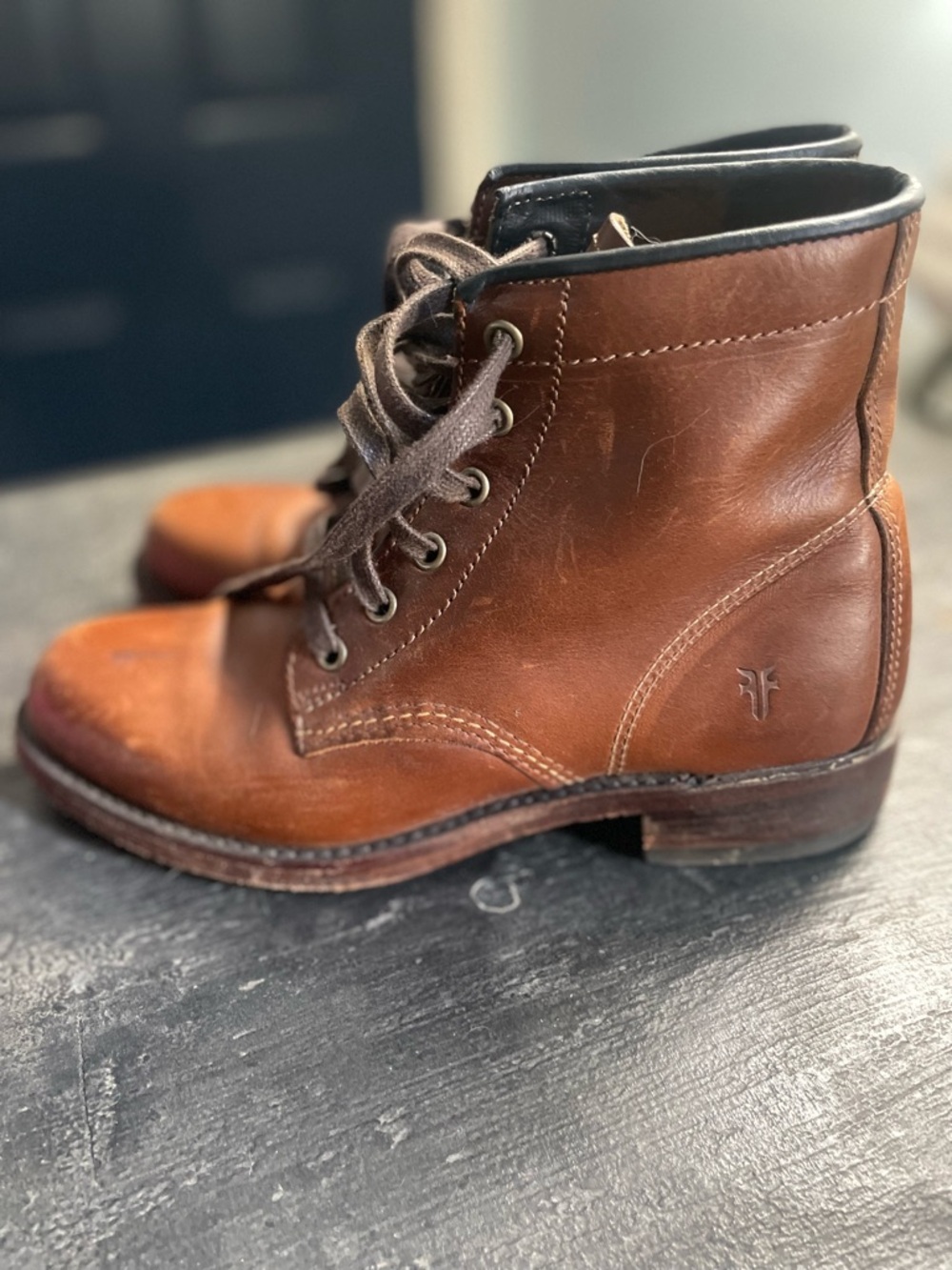 Frye Brown Leather Lace-Up Ankle Arkansas Boots